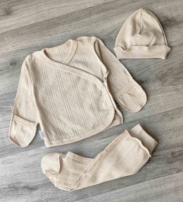 Комплект «Однотонный» бежевый, унисекс 0-3 месяцев