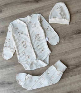 Комплект «Зверюшки» молочный, унисекс 0-3 месяцев