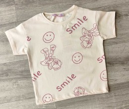 Футболка CMK «Smile» бежевый, девочка 3-5-7-9-11 лет