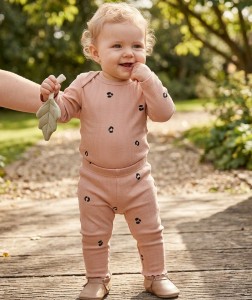 Комплект "Пятна", коричневый(светлый), девочка 0-3-9 месяцев