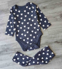 Комплект "Сердце", серый(графитовый), девочка 3-6 месяцев