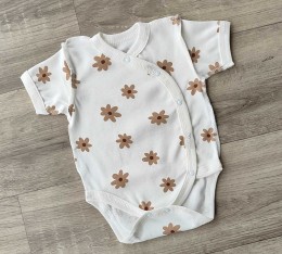 Боди "Цветочки" молочный, девочка 0-3 месяцев
