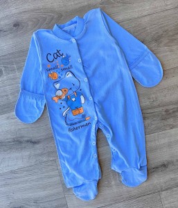 Человечек «Cat» синий, мальчик 3-6 месяцев