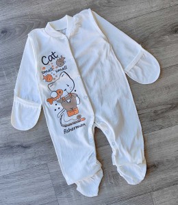 Человечек «Cat» молочный, мальчик 3-6 месяцев