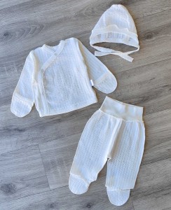 Комплект «Однотонный» молочный, унисекс 0-3 месяцев