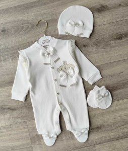 Чоловічок Waffle "Корона" білий, дівчинка 0-3-6 місяців