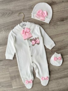 Чоловічок Waffle "Метелик" білий, дівчинка 0-3-6 місяців