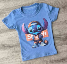 Футболка "Стич" голубой, мальчик 1,5-3-5-7-9  лет