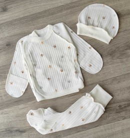 Комплект "Лапки" молочный, унисекс 0-3 месяцев