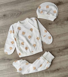 Комплект "Мишка" молочный, унисекс 0-3 месяцев