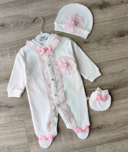 Человечек Waffle "Жемчужина" белый , девочка 0-3-6 месяцев