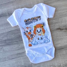 Боди "Safari" белый, унисекс 3-6-9-12 месяцев