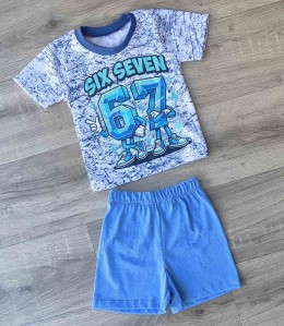 Костюм «Six seven» синий, мальчик 1,5-2-3-4-5 лет