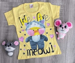 Футболка Реll "Meow" жёлтая, девочка 4-5-6-7-8 лет