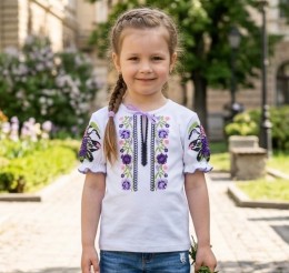 Вишиванка "Українка" молочна, дівчинка 2-3-4-5-6 років