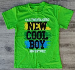 Футболка «New cool boy» салатовый, мальчик 5-6-7-8 лет