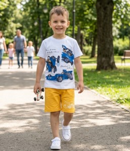 Костюм Efor «Машинки» жёлтый, мальчик 9-10-11-12 лет