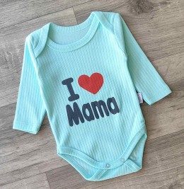 Боди Findik "I❤️mama" зеленый (мятный/бирюзовый), унисекс 3-6-9-12-18 месяцев