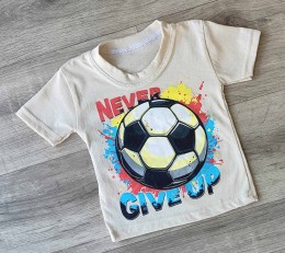 Футболка "Never" бежевый, мальчик 1,5-3-5-7-9  лет