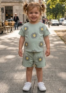Костюм Bobisko "Квіточки" зелений, дівчинка 9-12-18-24 місяців