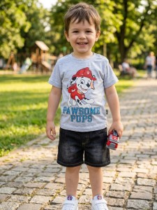 Костюм Mini Joy «Pawsome pups» серый, мальчик 6-9-12-18 месяцев