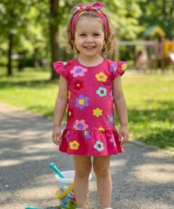 Сукня Mir Bebe "Квіточки" коралова, дівчинка 2-3-4-5-6 років