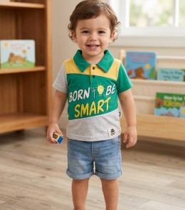 Костюм Ronix «Born be smart» зелёный, мальчик 6-9-12-18 месяцев