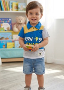 Костюм Ronix «Born be smart» синий, мальчик 6-9-12-18 месяцев