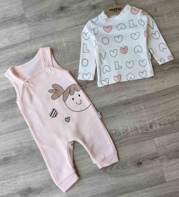 Комбинезон Hunny Kids "Love" персиковый, девочка 6-9-12-18 месяцев