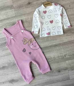 Комбинезон Hunny Kids "Love" коричневый(терракотовый), девочка 6-9-12-18 месяцев
