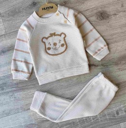 Костюм Hunny Kids «Бобер» бежевый, мальчик 6-9-12-18 месяцев