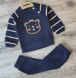 Костюм Hunny Kids «Бобер» синий(темный), мальчик 6-9-12-18 месяцев