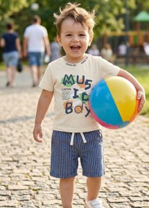 Костюм Partner «Music Boy» бежевый, мальчик 9-12-18-24 месяцев