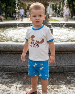 Костюм «Собачка» синий, мальчик 6-12-18-24 месяцев