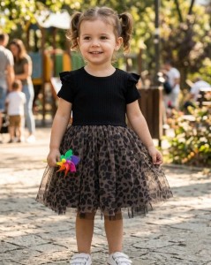 Платье Miss Lily "Пятна", черный, 2-3-4-5 лет