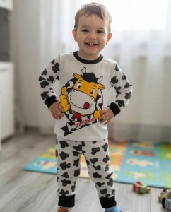 Піжама Supermini "Корівка", чорний, хлопчик 4-5-6 роки
