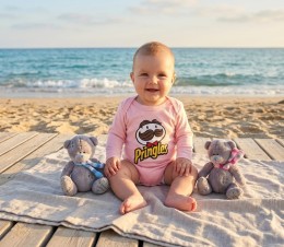 Боди Findik "Pringles", персиковый, девочка 3-6-9-12-18 месяцев