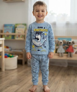 Пижама " Акула" голубая, мальчик 1-2-3-4-5 лет