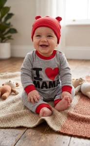 Человечек Murat Baby "I ♥️ mama " серый, унисекс 3-6-9-12 месяцев