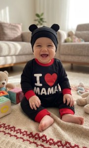 Человечек  Murat baby "I❤️ mama", черный, унисекс  3-6-9-12 месяцев