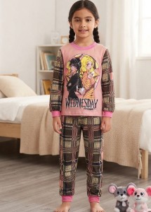 Пижама "Wednesday" персиковая, девочка 5-6-7-8 лет