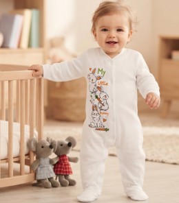 Человечек "My little bunny" белый, унисекс 0-3-6 месяцев