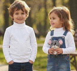 Водолазка "Интерлок" белая, унисекс 2-3-4-5-6 лет