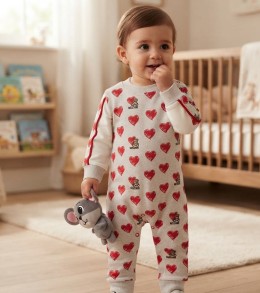 Человечек Murat Baby "Сердца" серый, девочка 3-6-9-12 месяцев