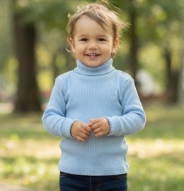 Водолазка "Однотонная" голубая, мальчик 3-4-5-6-7 лет