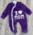 Человечек Minilove «I❤️Mom» фиолетовый, девочка 0-3-6 месяцев, фото 1