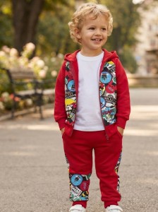 Костюм «Наклейки» красный, мальчик 1-2-3-4 года