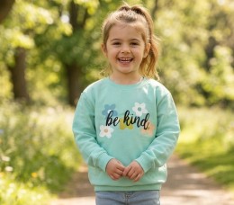 Реглан Pembix «Be kind» бирюзовый, девочка 8-9-10-11-12 лет
