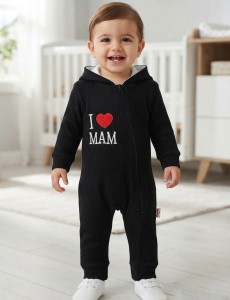 Человечек Murat «I ❤️ mam» чёрный, унисекс 3-6-9-12 месяцев