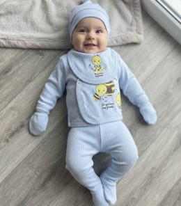 Комплект Findik «Пчёлки» голубой, мальчик 3-6 месяцев